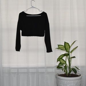 Black Long Sleeve Crop Top